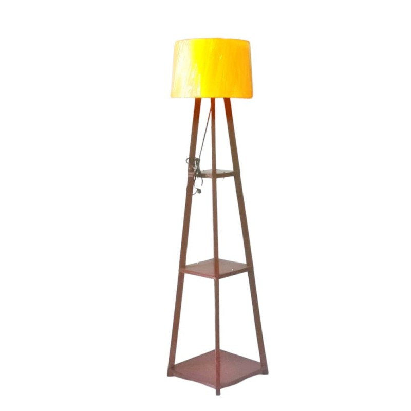 Wooden Tripod Floor Lamp with 3 Shelves for Living Room/Bedroom